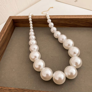 Vintage Gradient Size Pearl Necklace for Women New Design Temperament Collarbone Chain Fashion Necklace Womens Jewelry