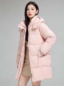 Womens Mid-Length down Cotton Jacket Thick Warm Winter Outerwear Korean Style Loose Bread 96% Cotton Long Sleeve Zipper Closure