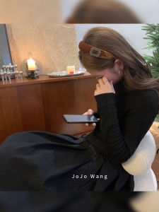 Elegant ของแท้ผ้าไหมสแควร์เจาะ Hairband สําหรับผู้หญิง High TOP อุปกรณ์เสริมผมคลิปผมเรียบง่ายสไตล์เกาหลี Hairband อุปกรณ์เสริมผม