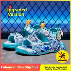 KUOBURENSHENG | Anti-slip Magic Tape Light-up Sandals for Boys