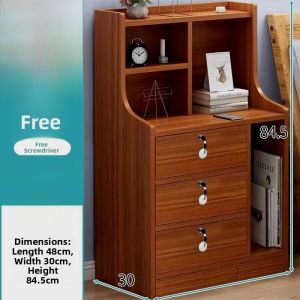 Modern Minimalist Sofa Side Table with Lock Bedroom Storage Cabinet Artificial Solid Wood Nightstand Simple Easy-to-Use Shelf