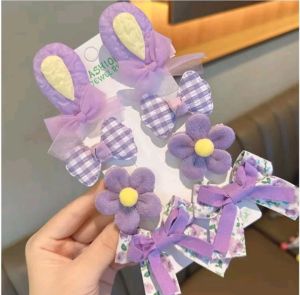 Set Jepit Rambut 1Set 8Pcs Jepit Anak Motif Telinga Pita