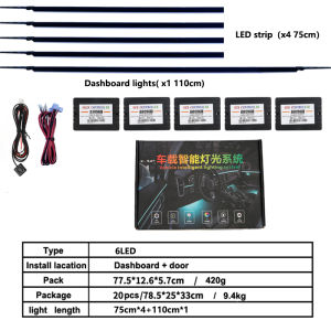 KEVANLY | 18 In 1 Car LED Ambient Lights RBG 64 Color Acrylic led Ambient for Car Guide Fiber Optic Interior Decoration Atmosphere Lamp