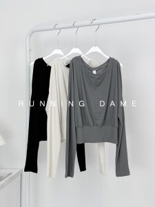 Áo Tập Yoga Dài Tay Rộng Rãi Thoải Mái Cho Nữ Mùa Thu Quần Áo Thể Thao Pilates Cổ Chữ V Không Tay Quần Áo Thể Thao