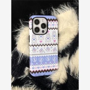 Retro Knitted Sweater Design Phone Case Cute Snowman Nordic Style Compatible with Apple 15Promax Filin round Edge Two-In-One for iPhone 13/12 Fashionable Ins Style