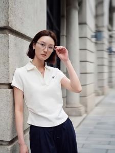 Casual Polo-Style Short Sleeve Womens T-Shirt