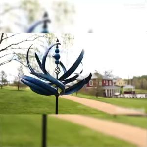 New Harlow Wind Spinner Metal Windmill 3D Wind Powered Kinetic Sculpture Lawn Metal Wind Solar Spinners Yard Garden Decoration