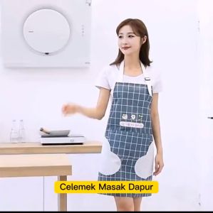Apron Celemek Masak Barista Dapur Motif Garis Waterproof CM011