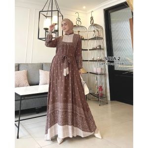 Gamis Sava Rayon Diamond Kekinian Resleting depan Busui Friendly