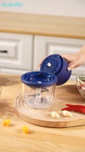 ECENTIO Chopper Mini Kaca 2in1 Blender 6 pisau+3 pisau Penggiling Daging 350ml+250ml Food Processor Portable