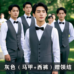 Wedding Tuxedo Vest Shirt Three-Piece Set Large Size Western Style Best Man Suit Brother Match Team Suit Winter Formal Dress