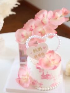 | Cake Decoration | White Pearl Ribbon Mothers Day Birthday Wedding Valentine Cake Topper 珍珠蝴蝶结摆件爱心珍珠串链子七夕情人节结婚周年蛋糕装饰