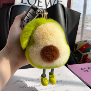 น่ารัก พวงกุญแจรถจี้ขนกระต่ายอะโวคาโดของเล่นตุ๊กตาคู่ของขวัญตกแต่งกระเป๋าหนังสือ