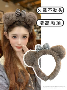 Cute Butterfly Knot Hairband Womens Plush Brown Bear Hair Clip Sweet Girl Headband Hair Accessories Korean Style Fashionable
