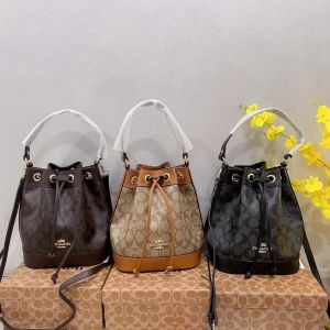 [With Box] 2024 New Womens Bucket Bag Single Shoulder Bag Two Shoulder Straps Versatile Crossbody Bag