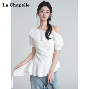 La Chapelle | Áo Sơ Mi Dáng Ôm Vai Trắng Tay Ngắn Voan Phụ Nữ Mùa Hè