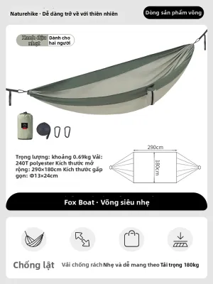 NatureHike | Hammock Dã Ngoại Nhẹ cho 2 Người Chống Lật