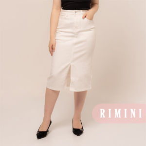 RIMINI - Bawahan Wanita Rok Jeans Putih Slit Midi Size 26-33 - Zelma Skirt 5220