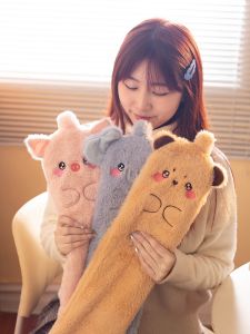 Cute Large Long Plush Hot Water Bottle for Home Use Womens Style Bedding Warmth Stomach Winter Essential Non-Waterproof