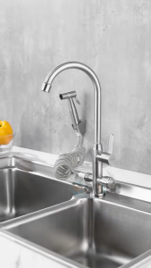 GRIPO Premium 304 Stainless 2 Independent Control Handles Kitchen Faucet Single Cold Matte Finish