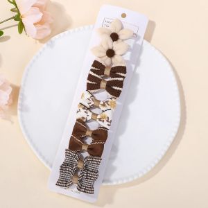 10Pcs/set Children Exquisite Hair Clip Lovely Bowknot Printing Cloth Hairgripes for Girls Boutique Hair Accessories