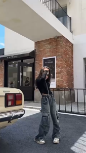 Celana Jeans Kulot Kargo Anak Perempuan Usia 6-11 Tahun Bisa Cod