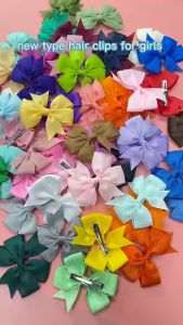 Tooyoo Hot sale solid color ribbed ribbon fishtail bow hairpin hair accessories for children/baby