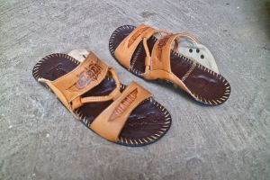 Sendal slide pria kulit sapi 100% sandal awet dan kuat