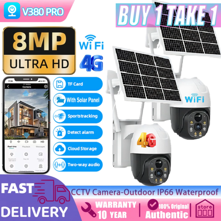 BUY 1 TAKE 1 V380 Pro Solar CCTV Camera Wifi Connect 360 Outdoor HD ...