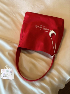 Chio’2nd | Neon Sweet Tote Bag Red Canvas For Commute Single Shoulder