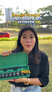 ISKU Kunci Shock Set 1/2 Mata Sock Gagang L Cr-Mo Socket Wrench 10pcs 8-24mm Alat Bengkel Motor