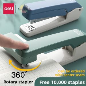 Deli Heavy Duty Office Stapler Rotatable Large Size for Thick Books Home Use Multi-Function Binding Machine Middle Stitch Stapler