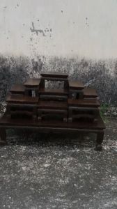 OTOPMAISAK  โต๊ะหมู่บูชาไม้สักแท้ หมู่ 9 หน้า 4 สีโอ๊ค ขนาด 34*65*43 ซม. ครบชุด โต๊ะหมู่บูชา โต๊ะหมู่วางพระ