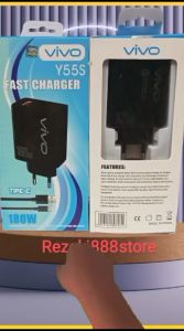 Charger for Vivo Y55s 180W Full Black Support Fast Charging Adapter + Cable