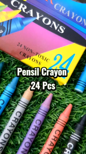 ( MY ACC ) Pensil CRAYON / CRAYONS Krayon Pewarna Non Toxic Kecil Pocket Coloring 1 Set Isi 24 PCS Alat Mewarnai Anak Sekolah TK SD Generic Colors Arts & Crafts Lilin Parafin