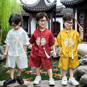 2Pcs Chinese Traditional Outfit Kids Casual Performance Costume Embroidered HanFu Set for United Nations and Chinese New Year 0-13 Years