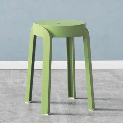 Thickened Plastic High Stool Modern Simple Dining Table Chair Foldable round Stool Extra Seat Industrial Style Office Furniture