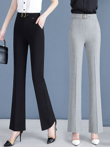 High Waist Cotton Linen Bell Bottom Pants Womens Summer Thin New Early Season High Waist Bell Pants Luxury Suit Pants Nine Points Womens Pants