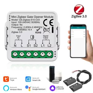 Tuya WIFI/zigbee 3.0 Smart Garage Door Switch AC 100-240V Smart Life APP Alexa Google Home Assistant Yandex Voice Control Use