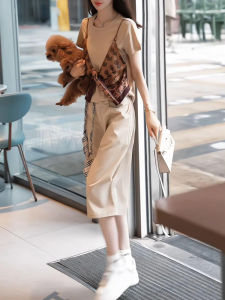 Shalldoer | Chic Korean Style Womens Summer Casual High Waist Short Sleeve T-Shirt And Shorts Two-Piece Set Fashionable And Stylish