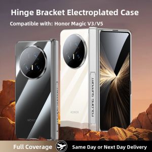 LUXUAN | Advanced Electroplated Transparent Magnetic Hinge Case with Built-in Stand and Anti-Peek Tempered Glass Film Full Protection for Magic V5