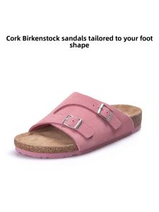 THEMULE | Casual Comfort Wide Sandals Leather Cork Double Buckle Summer