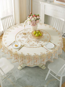 Waterproof Oil-resistant PVC Plastic round Tablecloth Non-slip Dining Table Mat Floral Pattern Home Restaurant Party Use