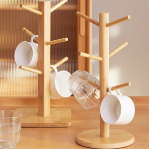 Wooden Tree Shape Coffee Mug Drying Cups Storage Rack Holder Home Kitchen Drain Hanger Stand