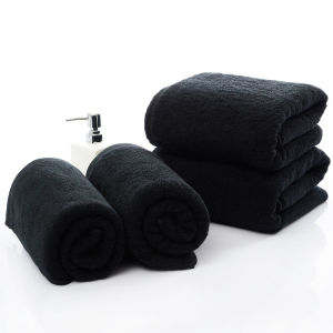 Khăn Tắm Đen Cao Cấp 100% Cotton Siêu Mềm Thấm Hút Cao 130g Chất Lượng Khách Sạn Spa Dùng Cho Gia Đình Giặt Máy Được