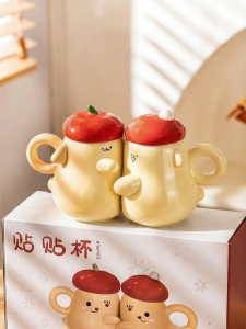 MODERN SWEETHOME | Wedding Gift Ceramic Couple Mugs with Lid