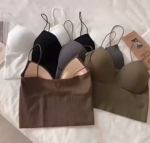 Solid Color Basic All-match V-tie Chest Pad Slim Short Wrap Chest Camisole Women