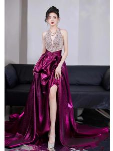 Elegant Long Evening Gown Womens Engagement Banquet Drinking Ceremony Bridal Hostess Dress Luxury Sensation Custom Made