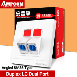 AMPCOM Fiber Optic Angled Wall Plate LC SC FC ST Simplex Duplex FTTH Fiber Coupler Adapter Keystone Faceplate 86*86 Type