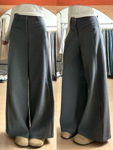 Quần Ống Rộng Cạp Cao Thường Ngày Màu Xám Dài 175cm Cho Nữ Quần Ống Rộng Ống Đứng Quần Dài Quần Ống Rộng Quần Ống Rộng